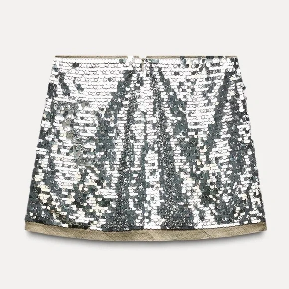 NWT ZARA SEQUIN MINI SKIRT ZW COLLECTION - Picture 6 of 9